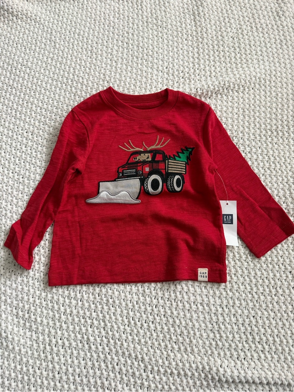 BabyGap Long Sleeve Christmas Winter Shirt Snow Plow Size 12-18M NWT